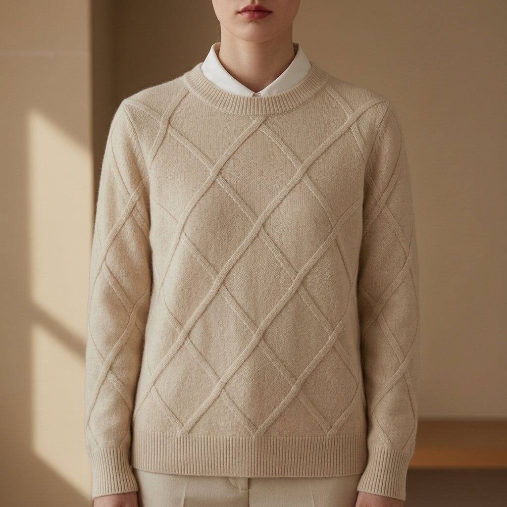 Hazel | Nisyros Argyle Crewneck Sweater