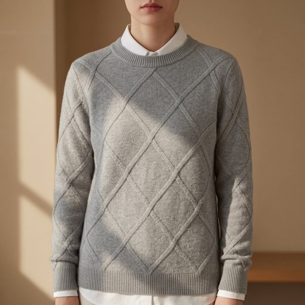 Hazel | Nisyros Argyle Crewneck Sweater