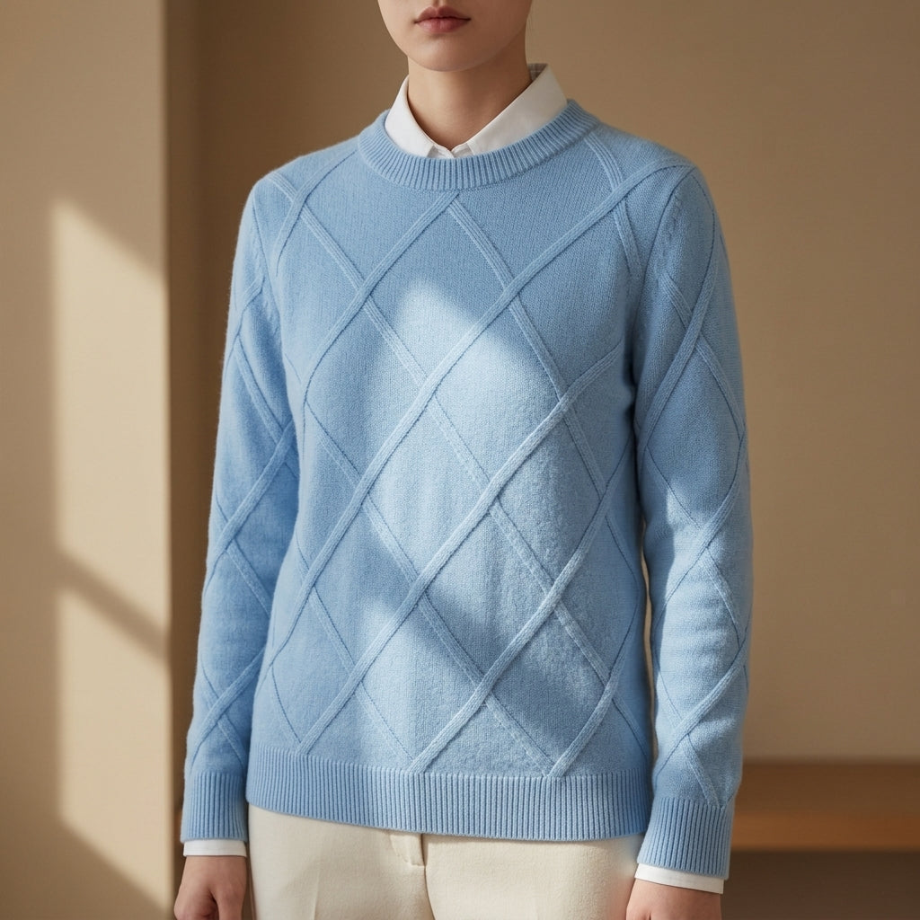 Hazel | Nisyros Argyle Crewneck Sweater
