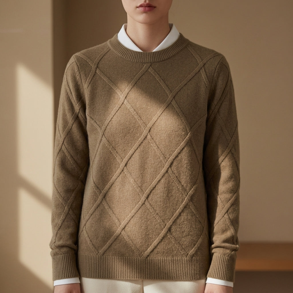 Hazel | Nisyros Argyle Crewneck Sweater