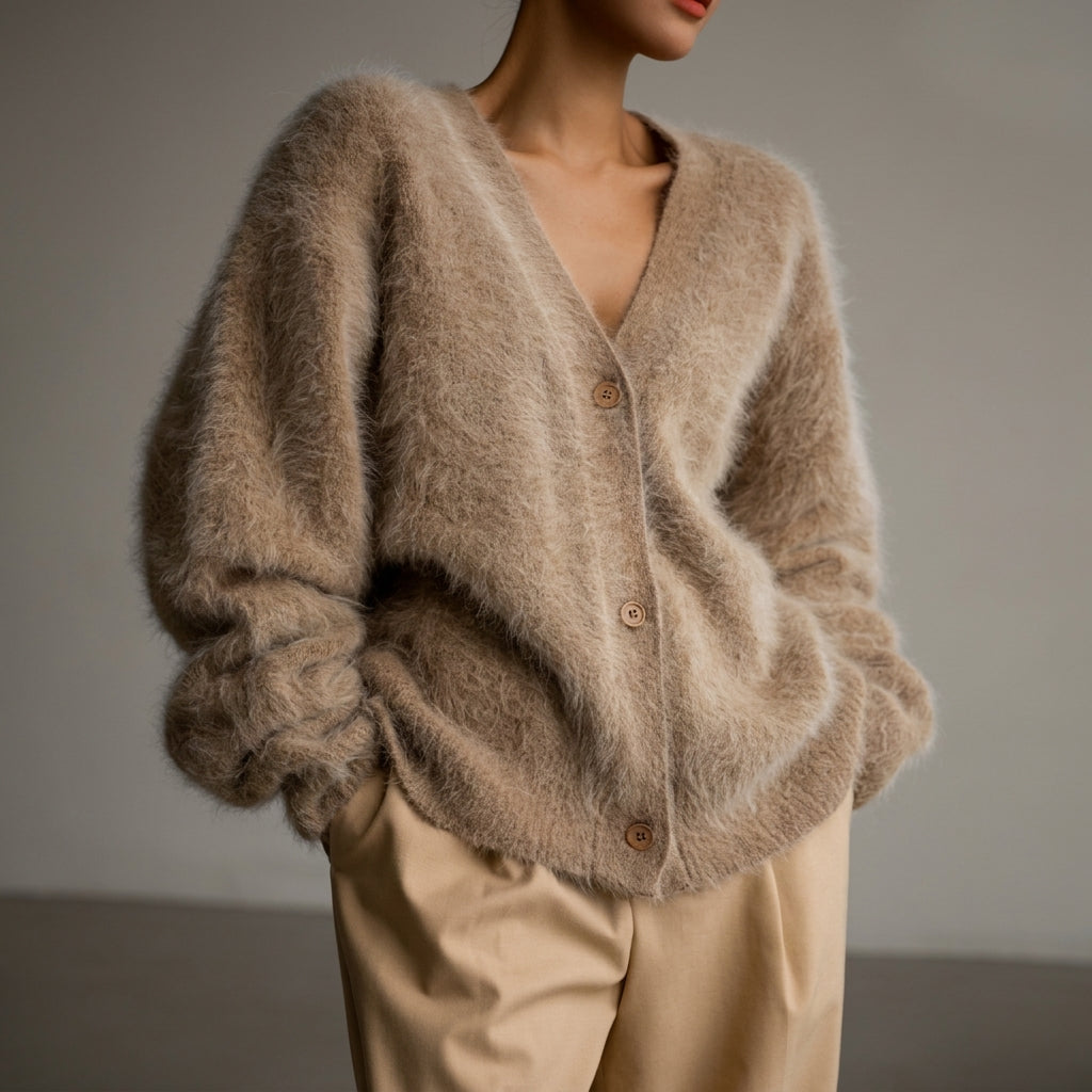 Hazel | Stresa Angora V-Neck Cardigan