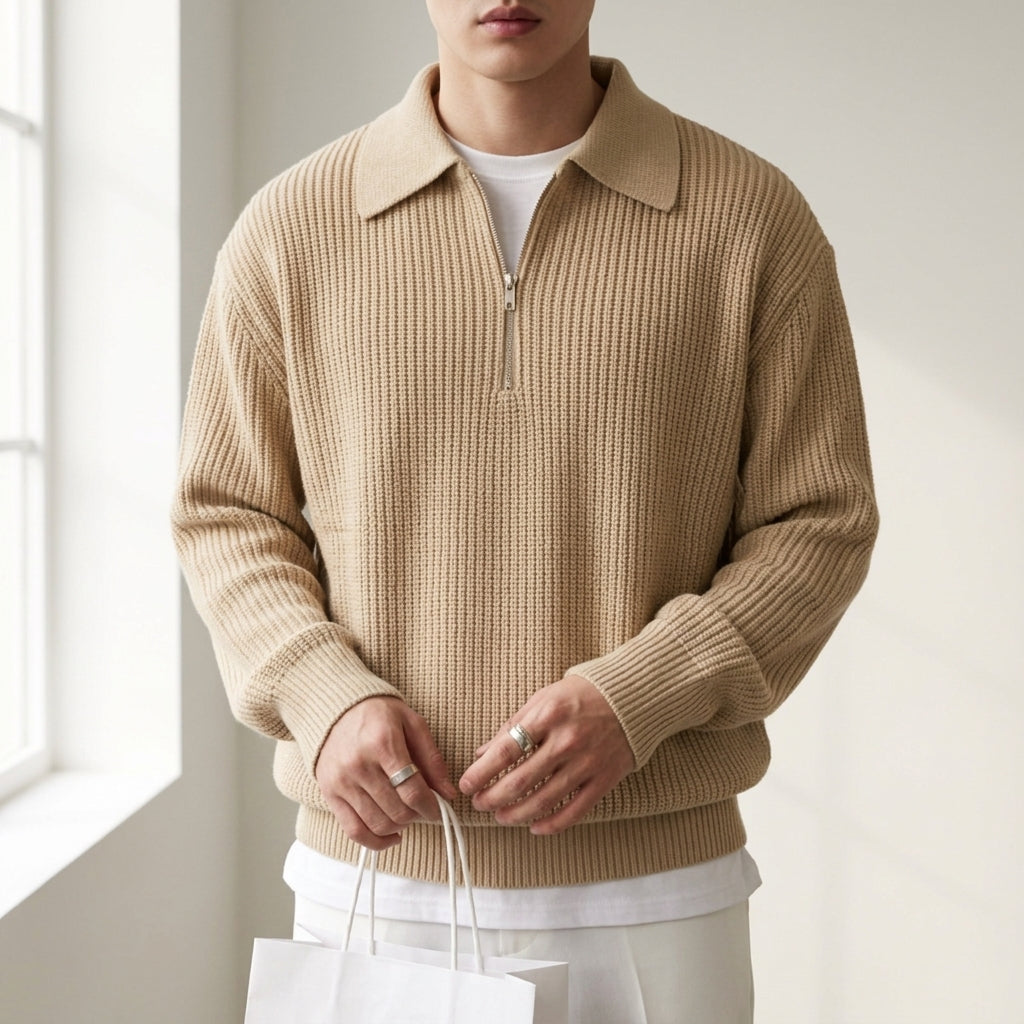 Henry | Urbino Quarter Zip Polo Sweater