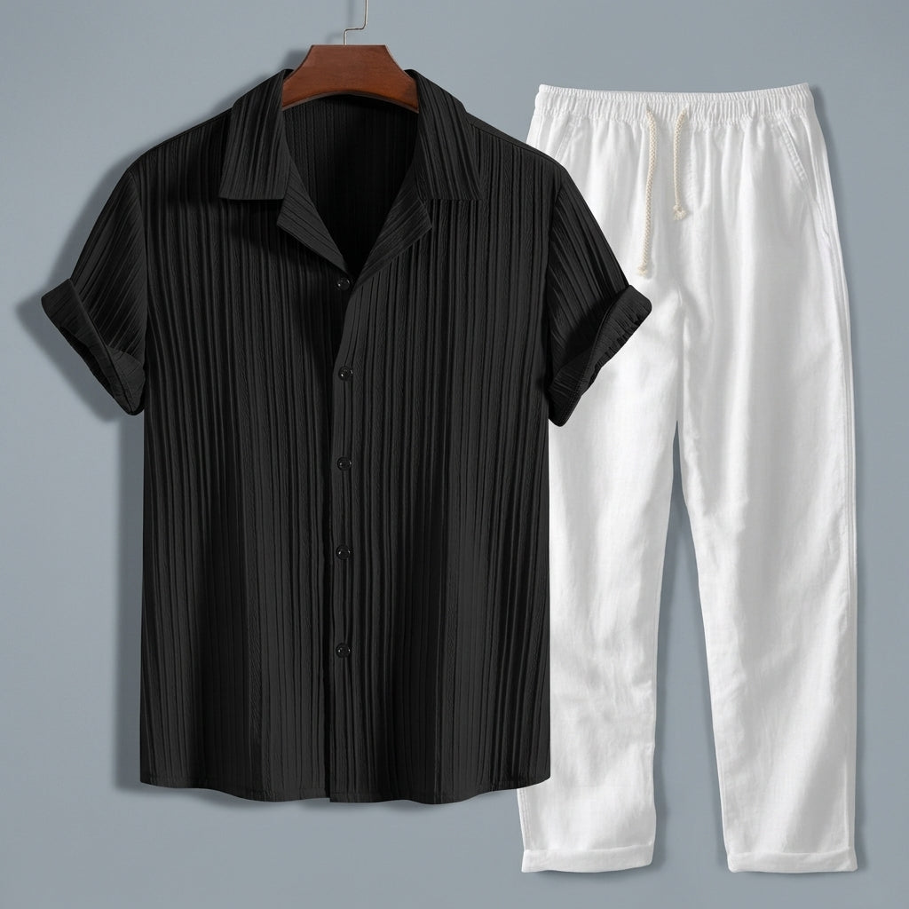 Jacob | Santorini Pleated Short Sleeve Shirt Set