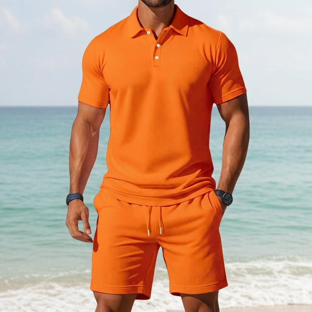 Jonathan | Riviera Waffle-Knit Polo & Shorts Set