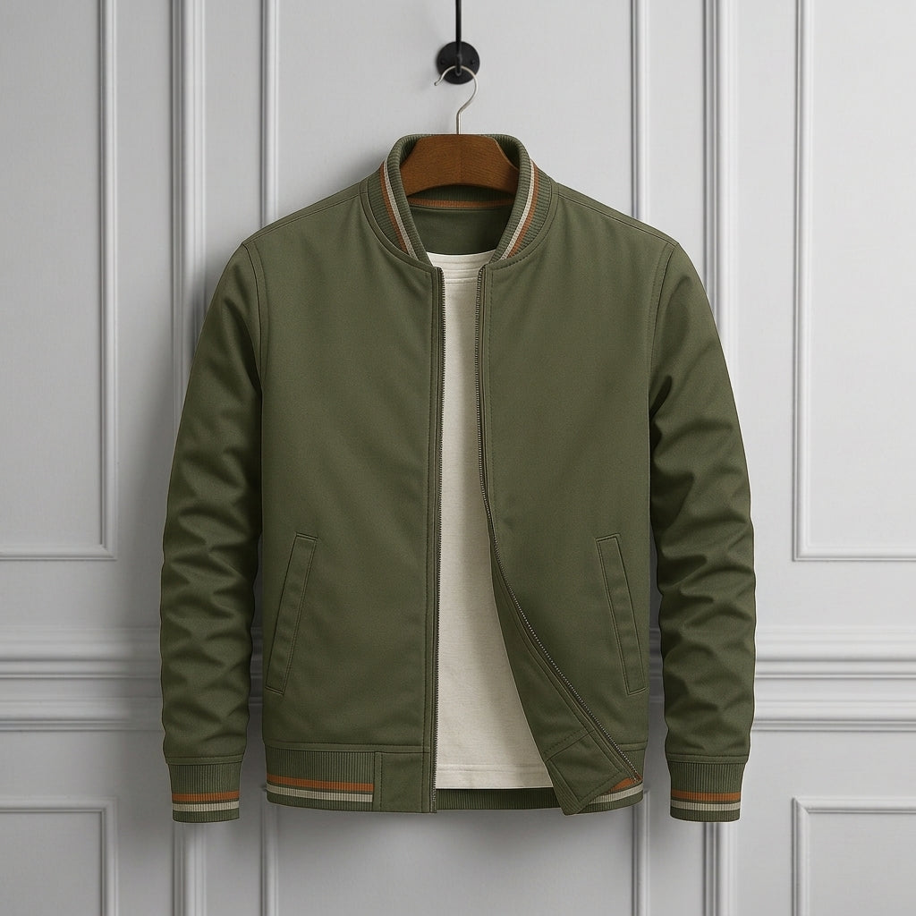 Joseph | Varsity Stripe-Trim Zip Bomber Jacket