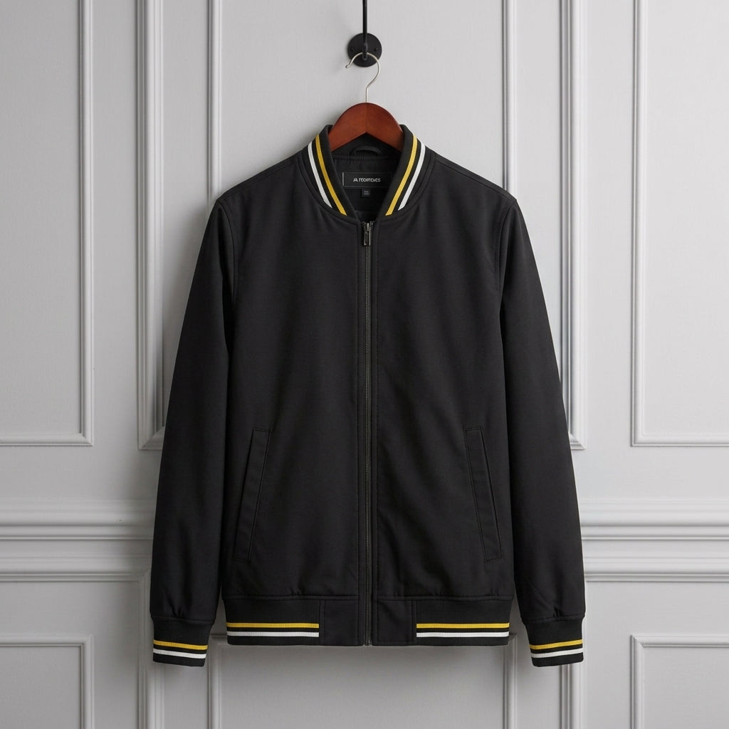 Joseph | Varsity Stripe-Trim Zip Bomber Jacket