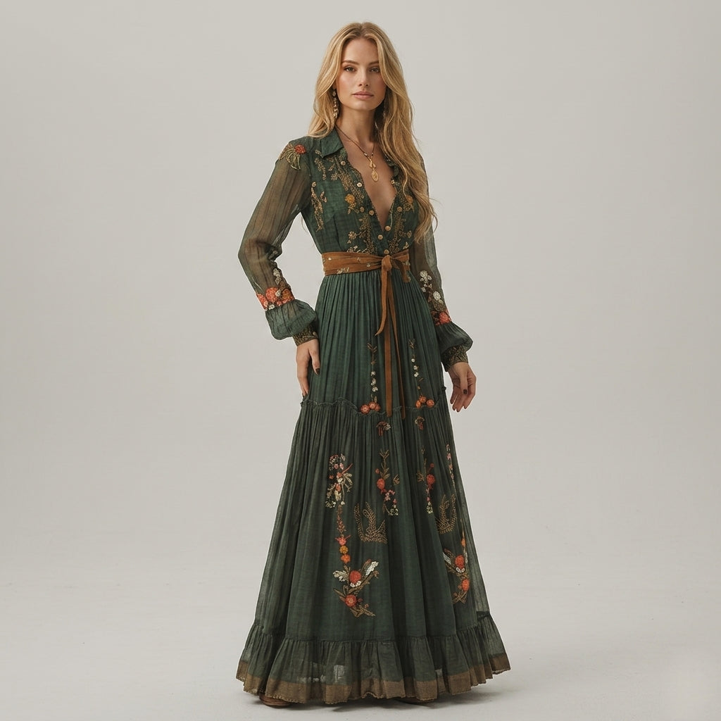 Leah | Granada Embroidered Maxi Dress