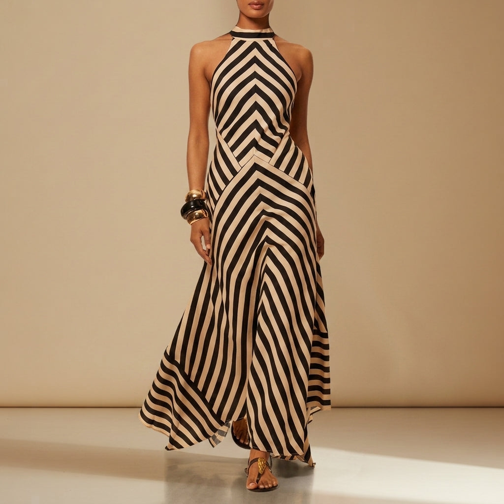 Leah | Jerez Chevron Stripe Halter Maxi