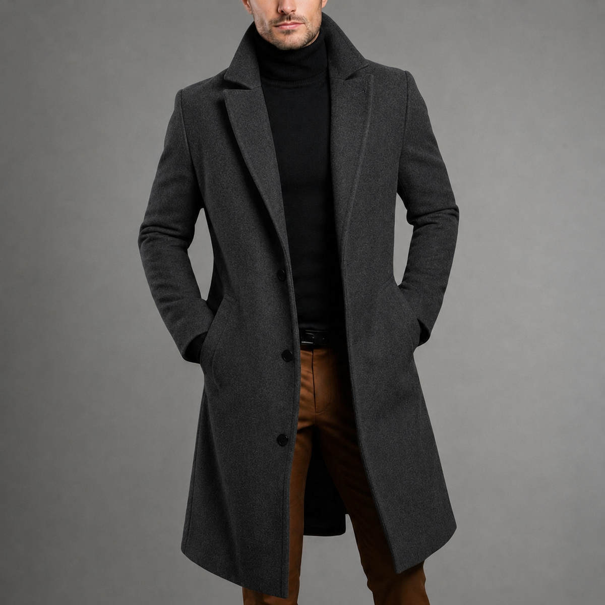 Leo | Zurich Men's Slim-Fit Long Overcoat