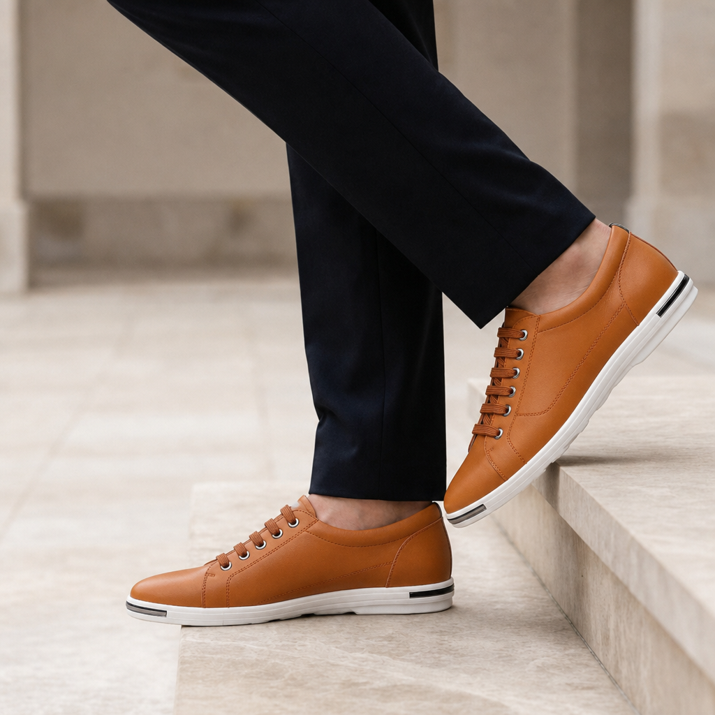 Liam | Cassis Leather Casual Sneakers