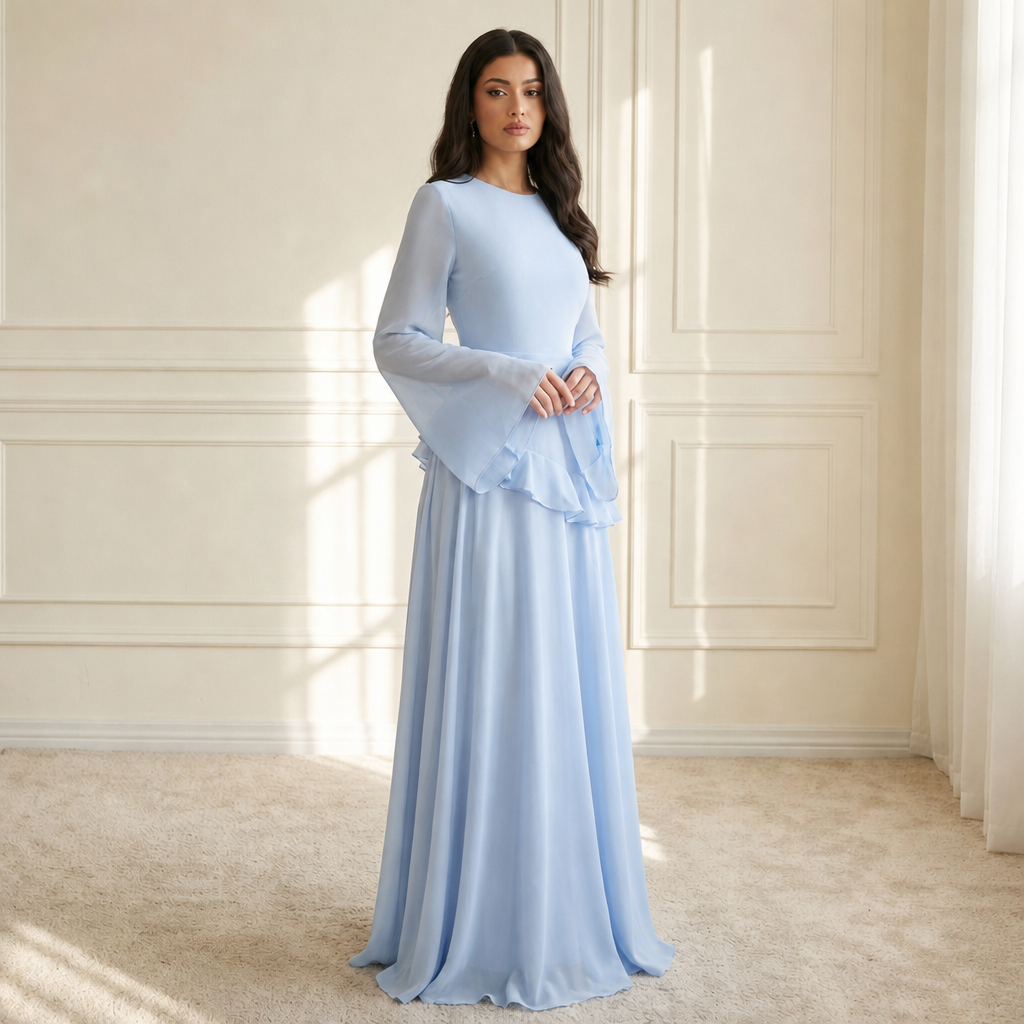 Lily | Cadaques Ruffle Flared Sleeve Maxi Dress
