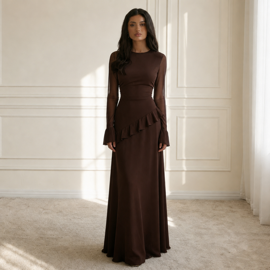 Lily | Cadaques Ruffle Flared Sleeve Maxi Dress