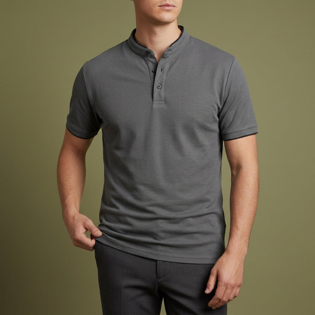 Logan | Patmos Collarless Band Collar Polo