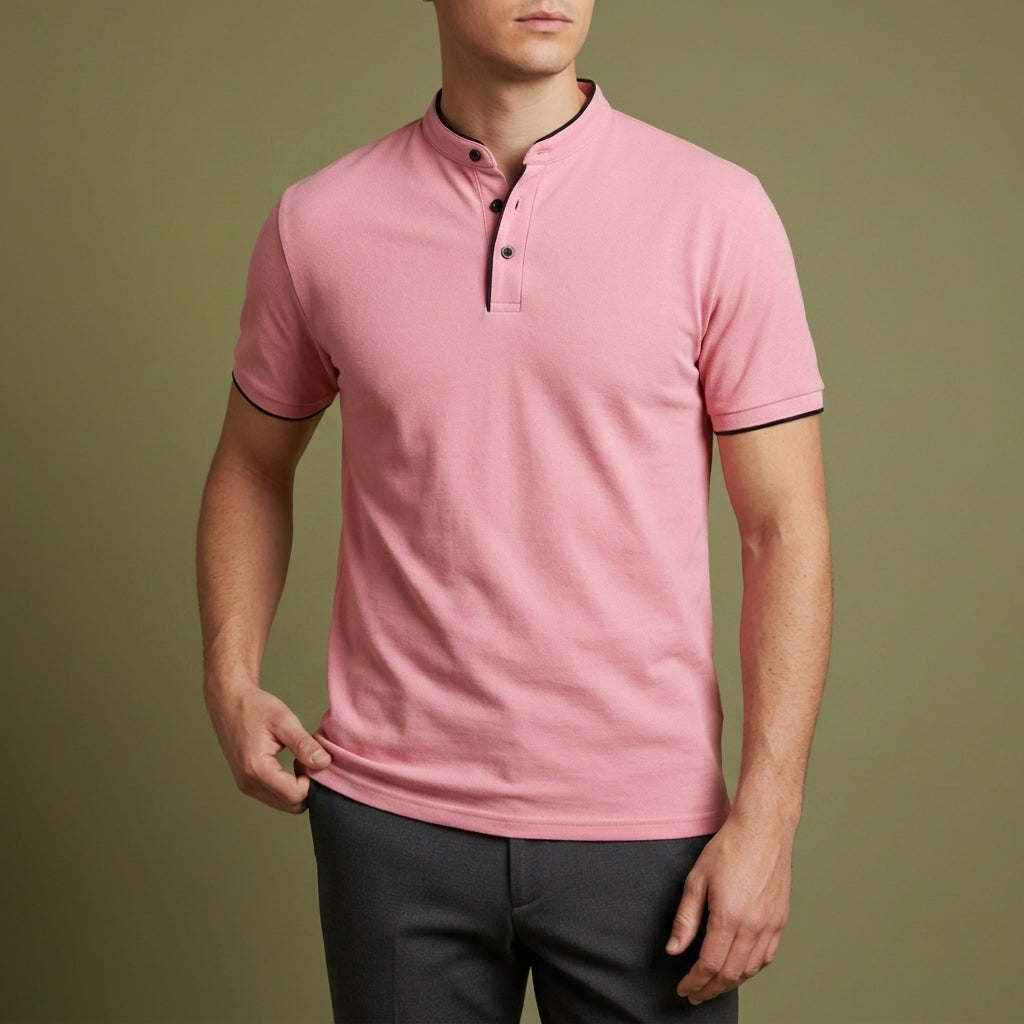 Logan | Patmos Collarless Band Collar Polo