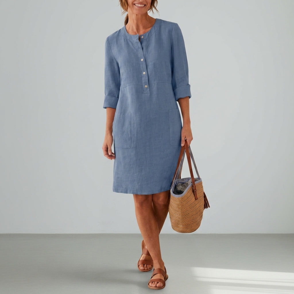 Madison | Tossa Linen Button Shift Dress