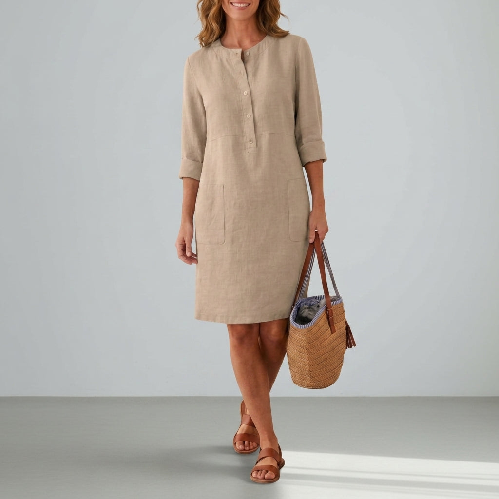 Madison | Tossa Linen Button Shift Dress