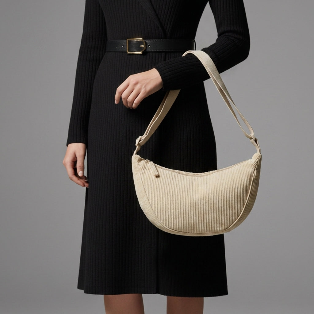 Maya | Grasse Corduroy Crescent Bag