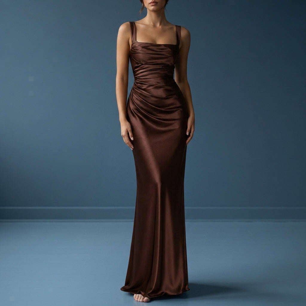 Mia | Lefkada Satin Ruched Maxi Dress