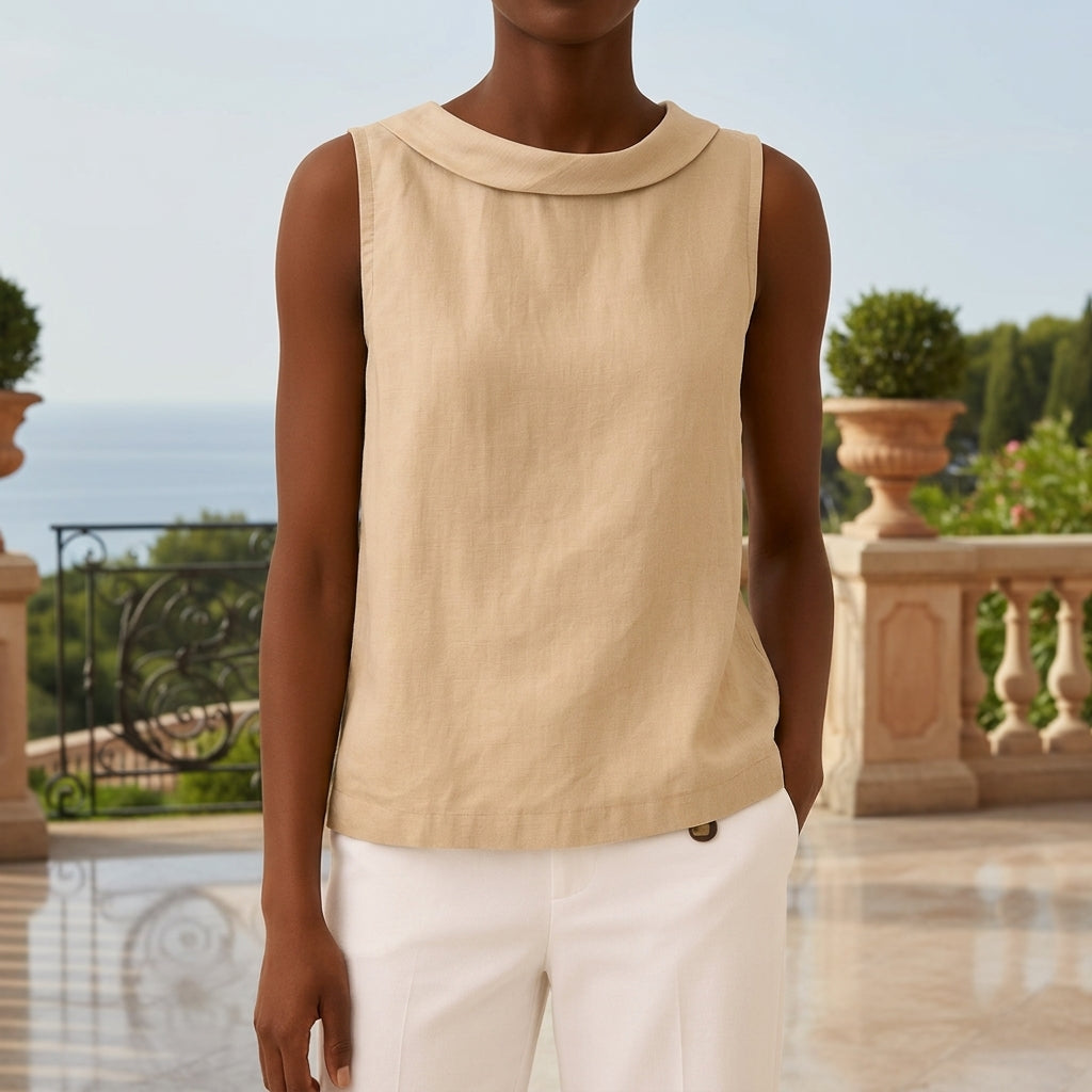 Mia | Milano Roll Collar Sleeveless Top