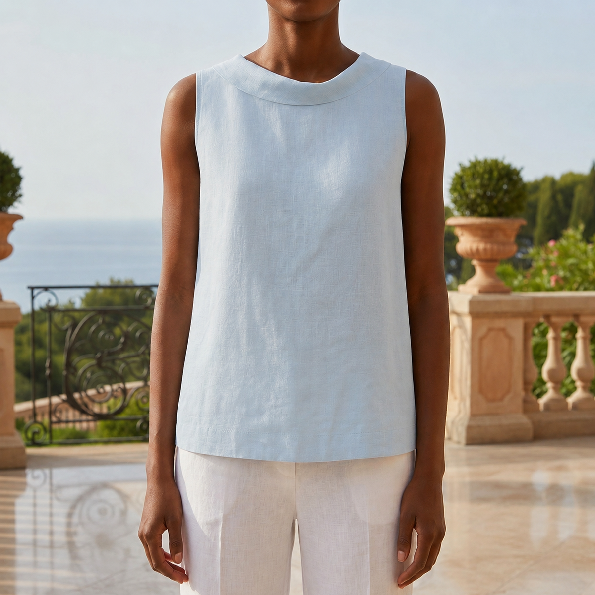 Mia | Milano Roll Collar Sleeveless Top