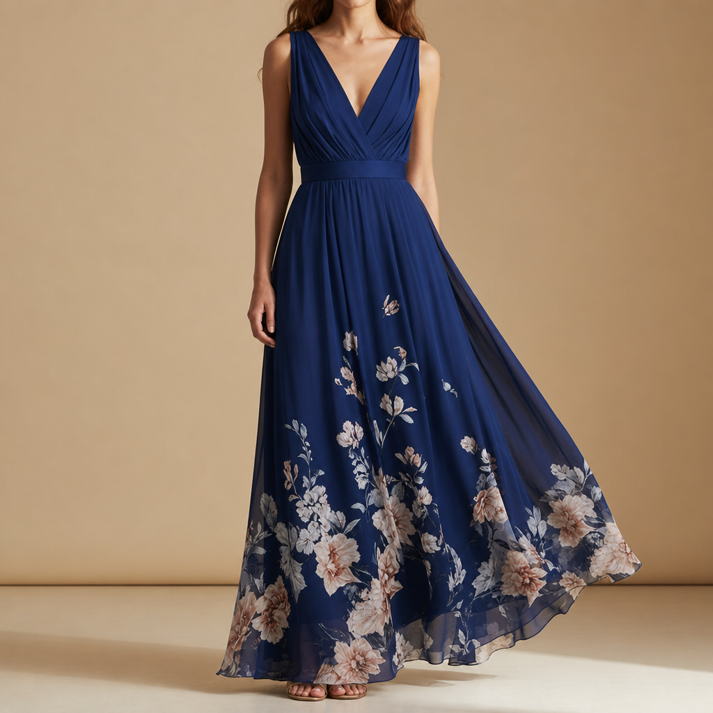 Mia | Porquerolles Floral Chiffon Maxi Dress