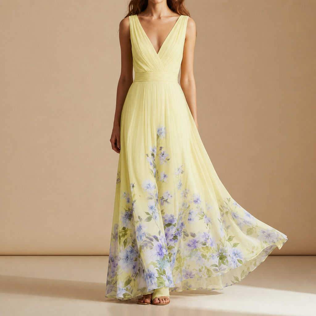 Mia | Porquerolles Floral Chiffon Maxi Dress