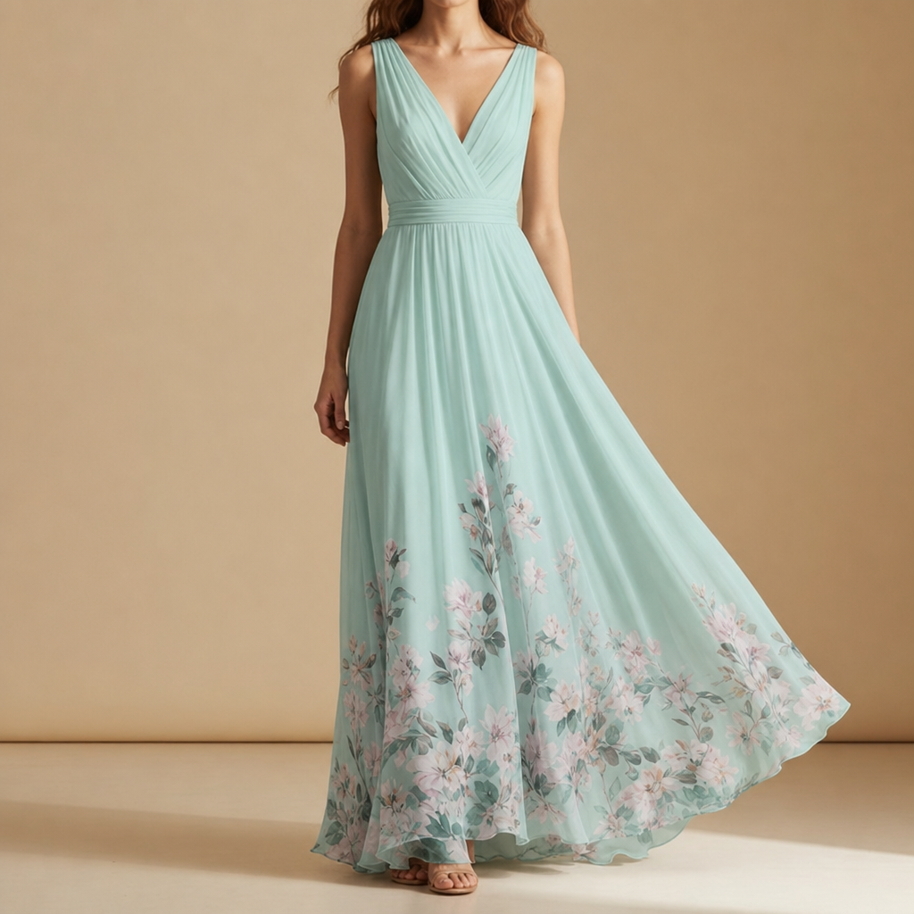 Mia | Porquerolles Floral Chiffon Maxi Dress