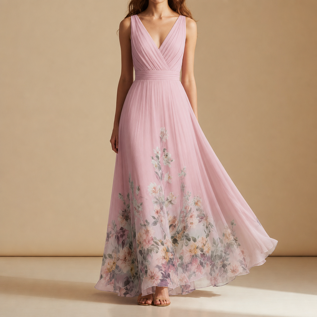 Mia | Porquerolles Floral Chiffon Maxi Dress