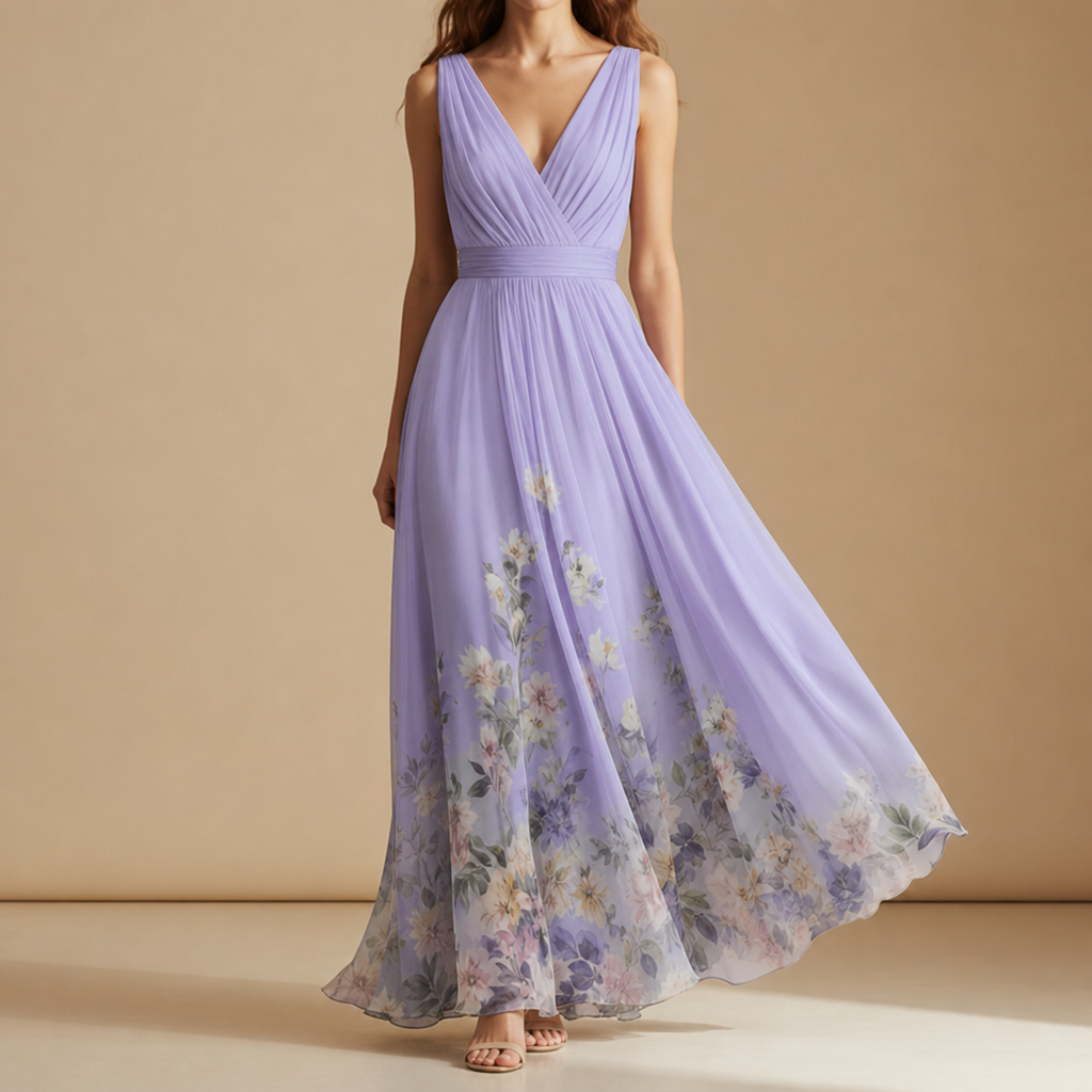 Mia | Porquerolles Floral Chiffon Maxi Dress