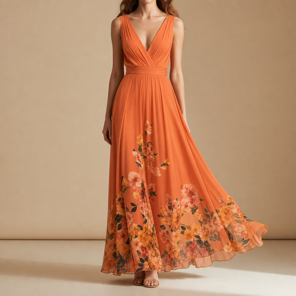 Mia | Porquerolles Floral Chiffon Maxi Dress