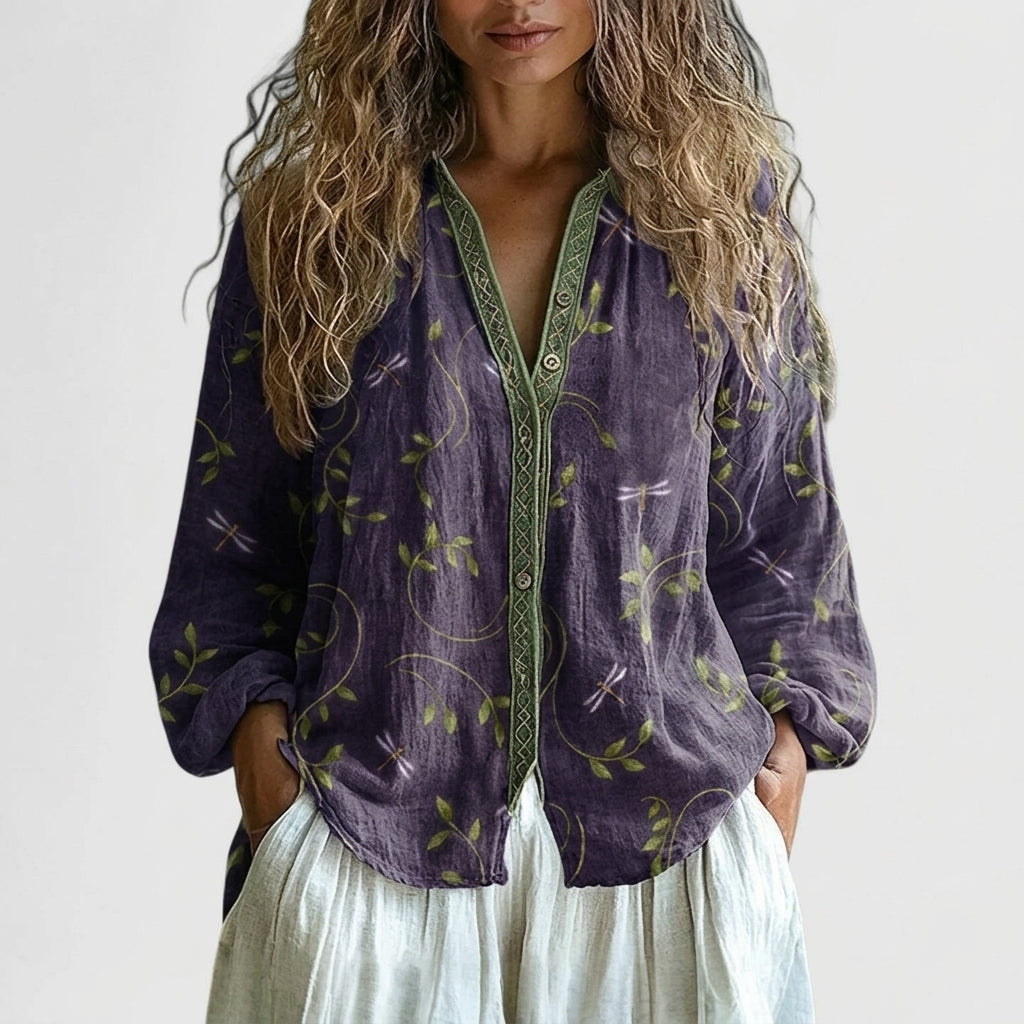 Mia | Vence Leaf Print Blouse