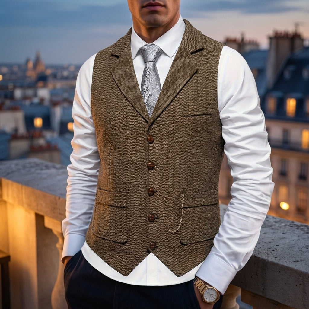 Michael | Mason Herringbone Lapel Waistcoat