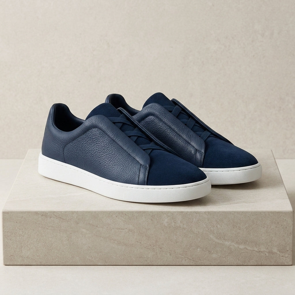 Michael | Obsidian Tonal Leather Slip-On Trainer