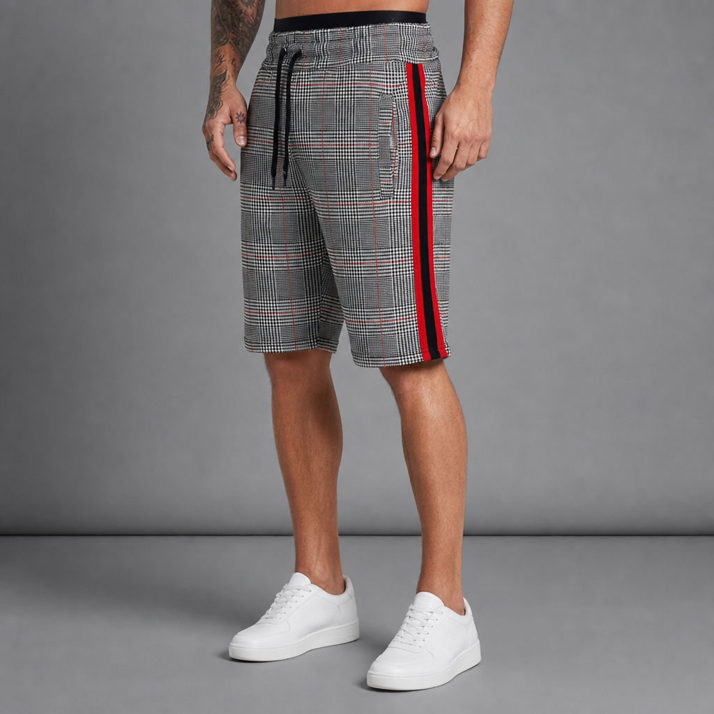 Michael | Paros Plaid Side Stripe Shorts