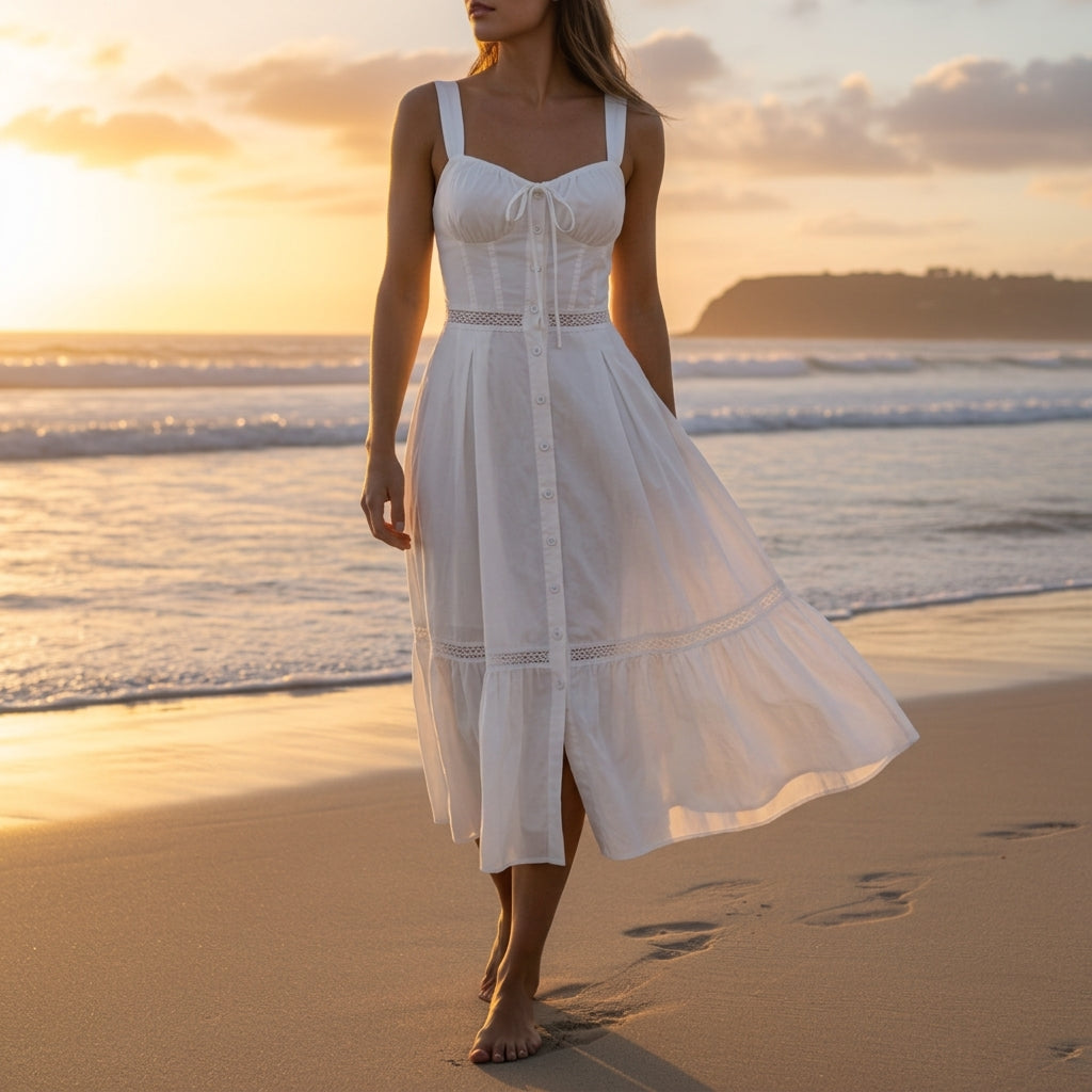Mila | Coralie Button Midi Dress