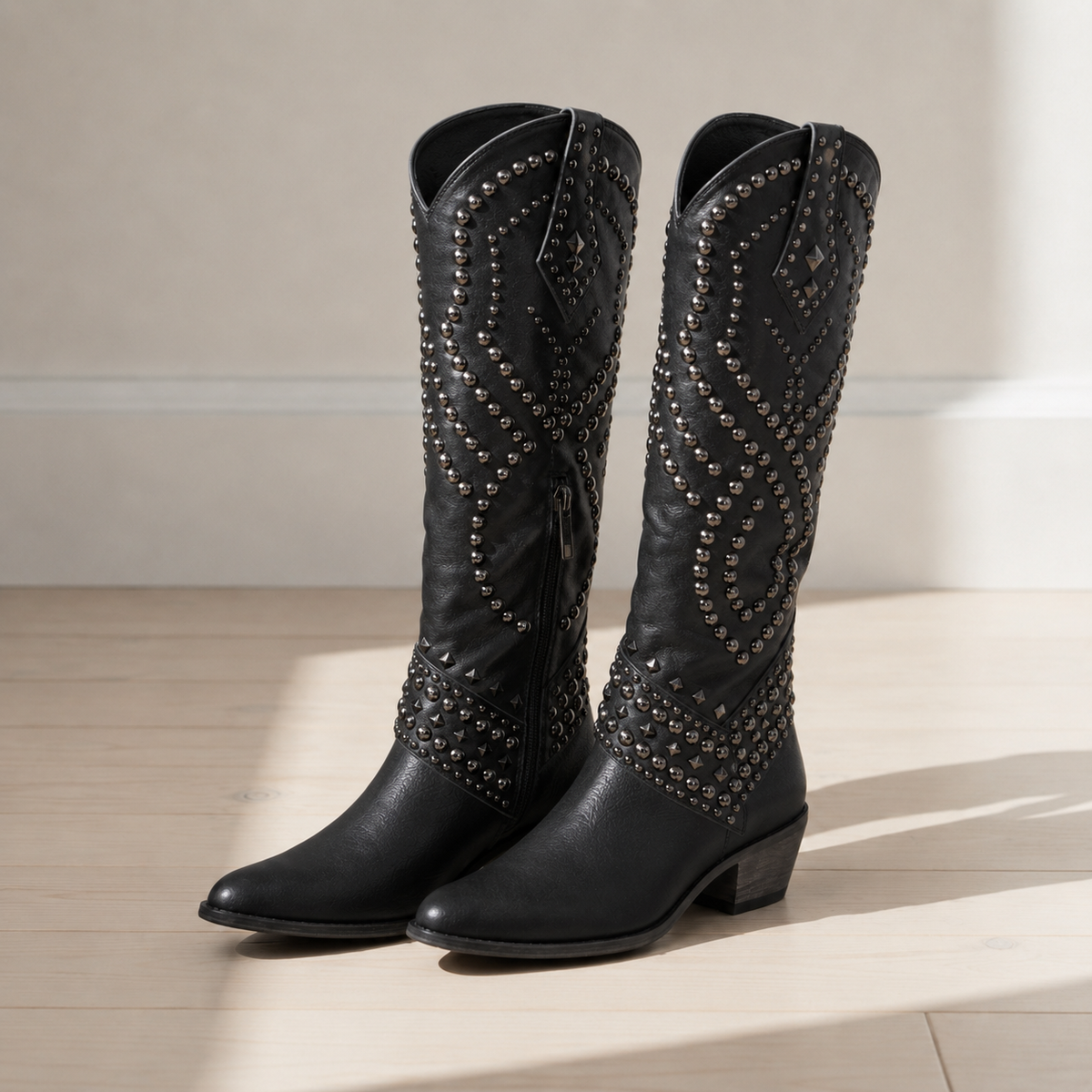 Mila | Sagres Studded Western Knee-High Boots
