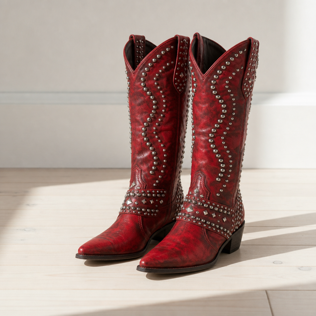 Mila | Sagres Studded Western Knee-High Boots