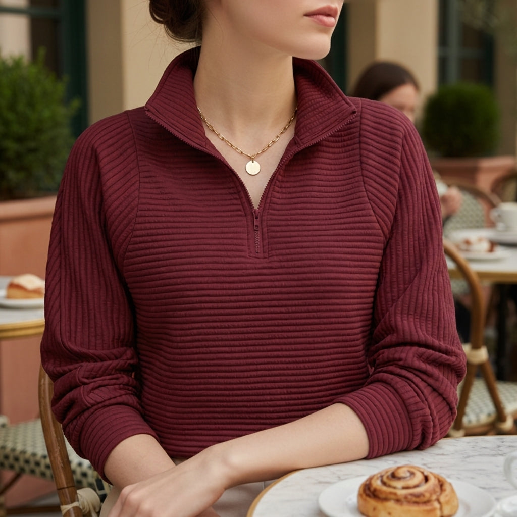 Natalie | Lille Half Zip Funnel Neck Sweater