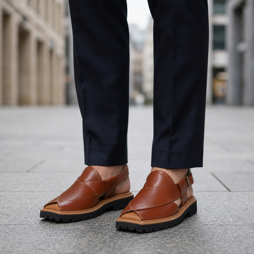 Oliver | Ceret Rugged Leather Peshawari Sandals