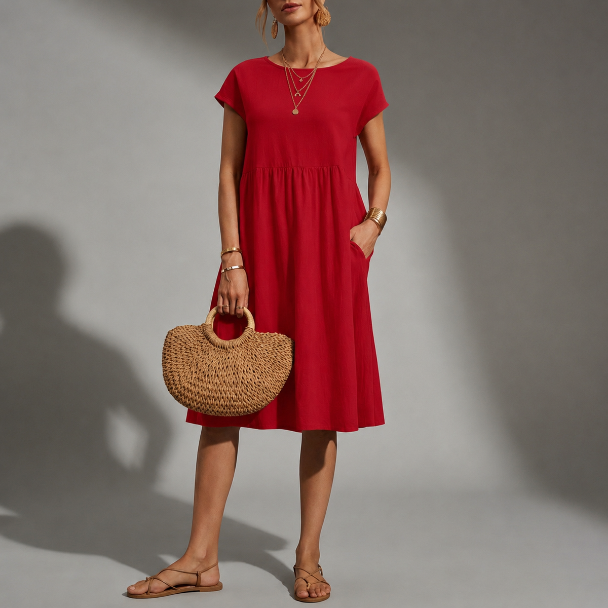 Penelope | Breezy Cap-Sleeve Midi Dress
