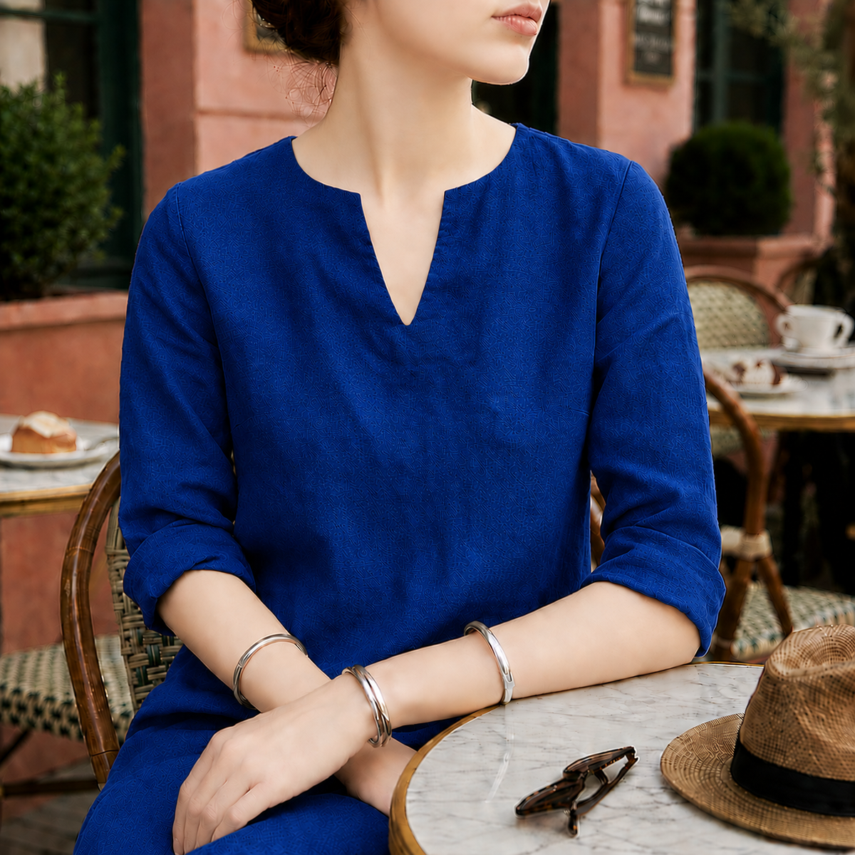 Piper | Sorrento Women's V-Neck Linen Midi Dress