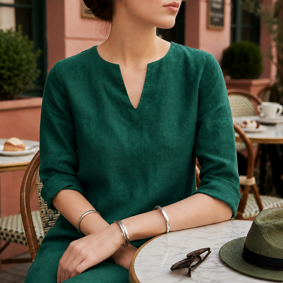 Piper | Sorrento Women's V-Neck Linen Midi Dress