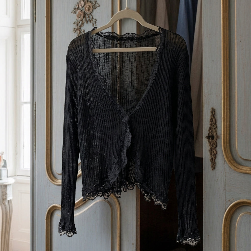 Ruby | Bervienne Lace Trim Open Cardigan