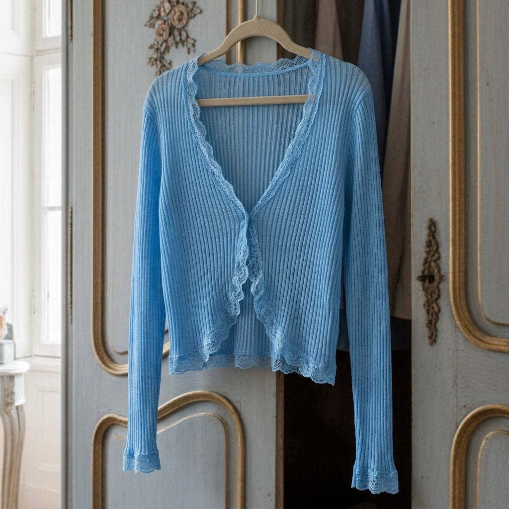 Ruby | Bervienne Lace Trim Open Cardigan