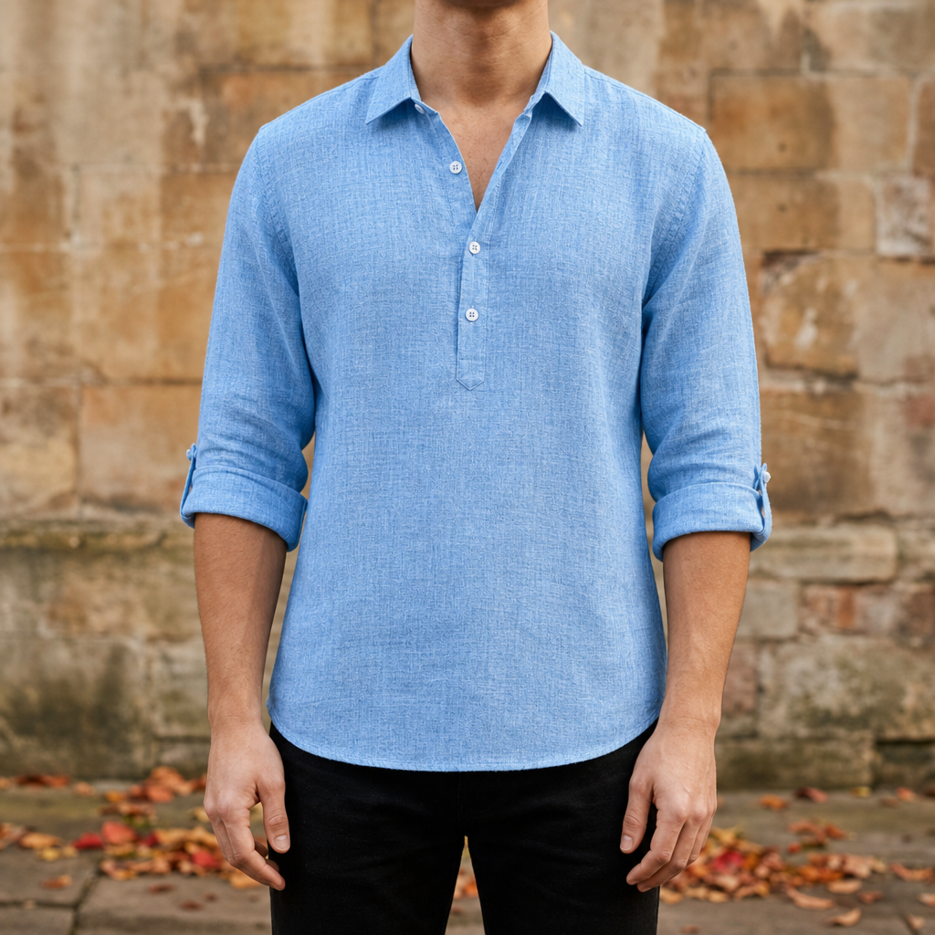 Samuel | Vieste Linen Henley Shirt
