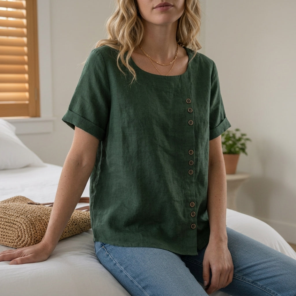 Sarah | Gythio Linen Button-Front Top