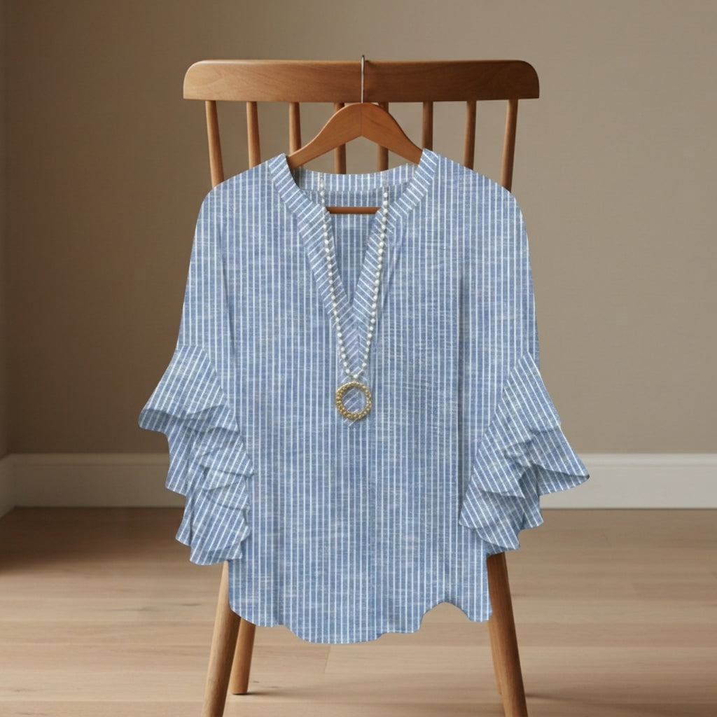 Sarah | Savona V-Neck Ruffle Sleeve Blouse