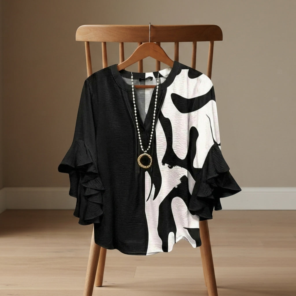 Sarah | Savona V-Neck Ruffle Sleeve Blouse