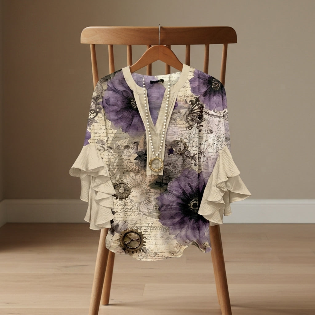 Sarah | Savona V-Neck Ruffle Sleeve Blouse