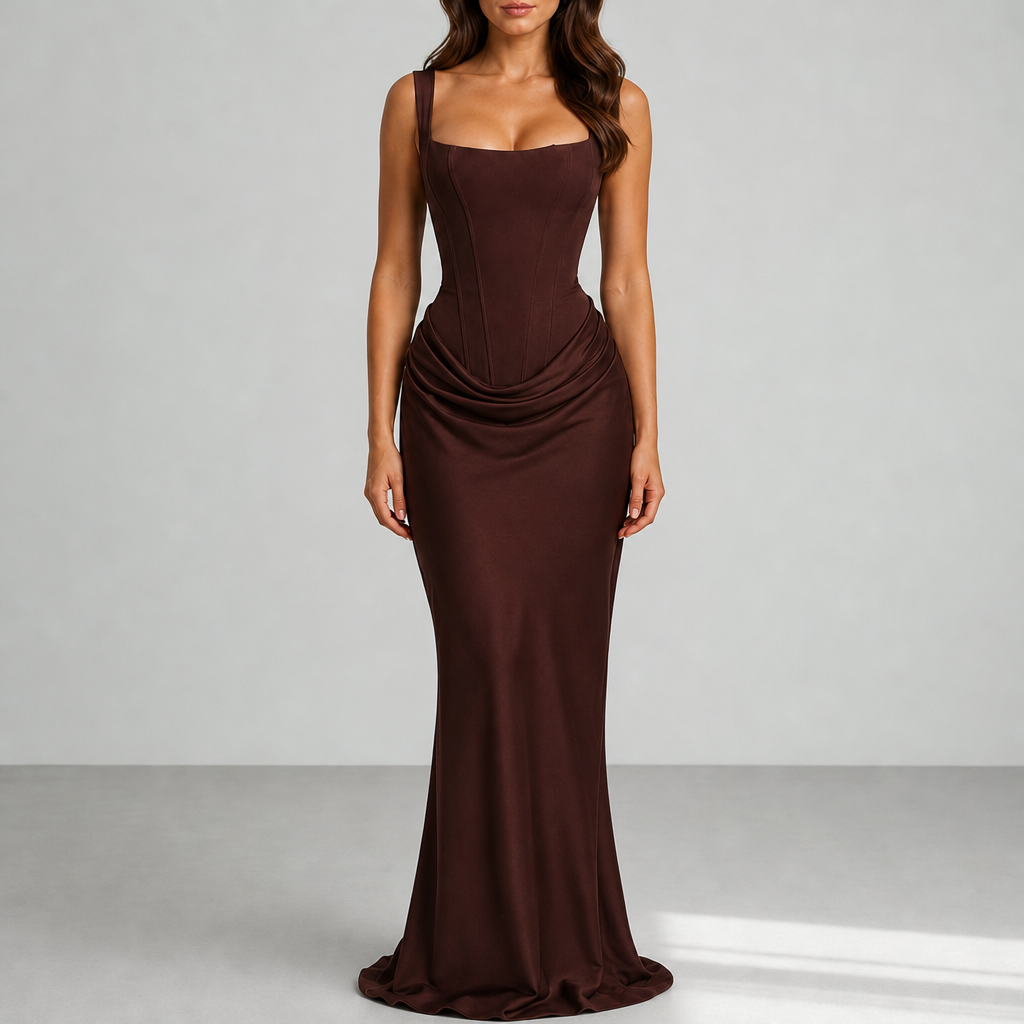 Scarlett | Birgu Ruched Corset Maxi Dress